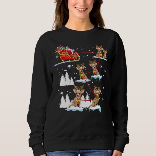 Chihuahua Christmas Pajama Reindeer Dog Sweatshirt (Vorderseite)