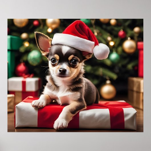 Chihuahua Christmas Puppy Poster (Vorne)