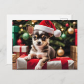 Chihuahua Christmas Puppy Postkarte (Vorne/Hinten)