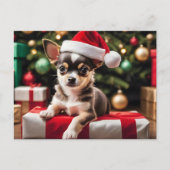 Chihuahua Christmas Puppy Postkarte (Vorderseite)