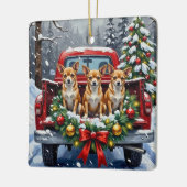 Chihuahua Christmas Red Truck Holiday Keramikornament (Links)