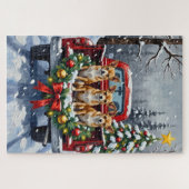 Chihuahua Christmas Red Truck Holiday Puzzle (Horizontal)