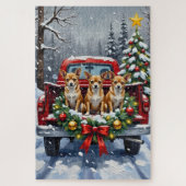 Chihuahua Christmas Red Truck Holiday Puzzle (Vertikal)