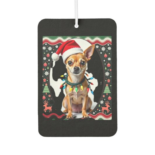 Chihuahua Christmas Santa Ugly Sweater Dog Lover X Autolufterfrischer (Vorderseite)