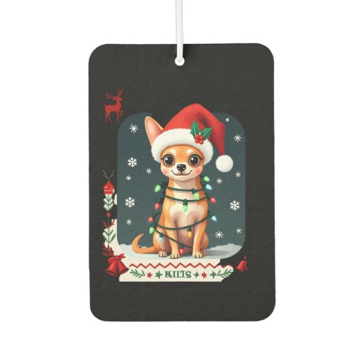 Chihuahua Christmas Santa Ugly Sweater Dog Lover X Autolufterfrischer (Vorderseite)