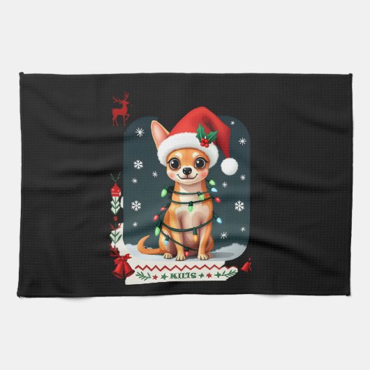 Chihuahua Christmas Santa Ugly Sweater Dog Lover X Geschirrtuch (Horizontal)