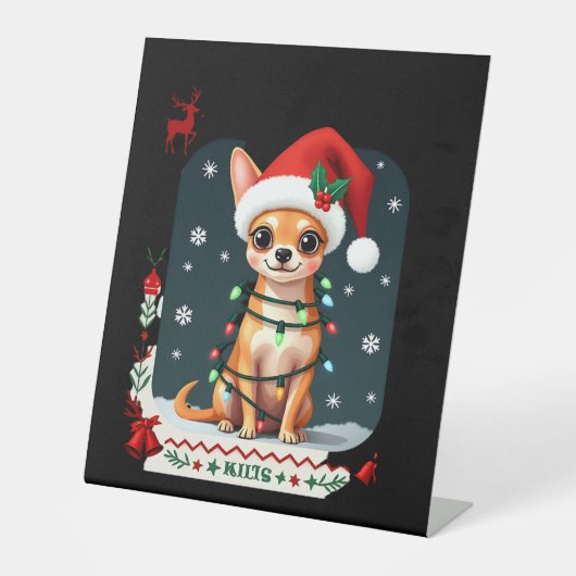 Chihuahua Christmas Santa Ugly Sweater Dog Lover X Sockelschild (Vorderseite)