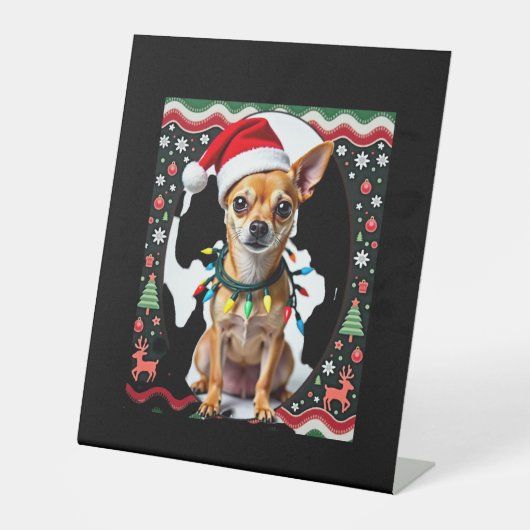 Chihuahua Christmas Santa Ugly Sweater Dog Lover X Sockelschild (Vorderseite)