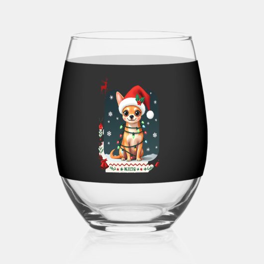 Chihuahua Christmas Santa Ugly Sweater Dog Lover X Weinglas Ohne Stiel (Vorderseite)