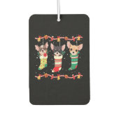 Chihuahua Christmas Socks Lights Funny Xmas Dog Lo Autolufterfrischer (Vorderseite)