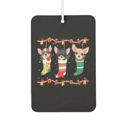 Chihuahua Christmas Socks Lights Funny Xmas Dog Lo Autolufterfrischer (Vorderseite)