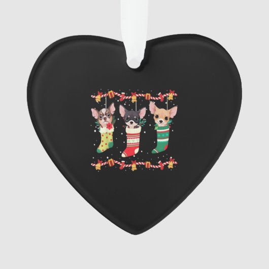 Chihuahua Christmas Socks Lights Funny Xmas Dog Lo Ornament (Vorderseite)