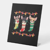 Chihuahua Christmas Socks Lights Funny Xmas Dog Lo Sockelschild (Vorderseite)