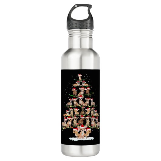 Chihuahua Christmas Tree Funny Tee Xmas Chihuahua  Edelstahlflasche (Vorderseite)