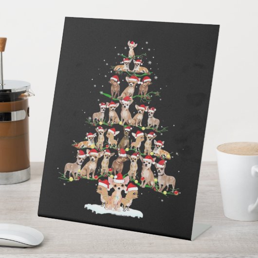 Chihuahua Christmas Tree Funny Tee Xmas Chihuahua Sockelschild (In Situ)