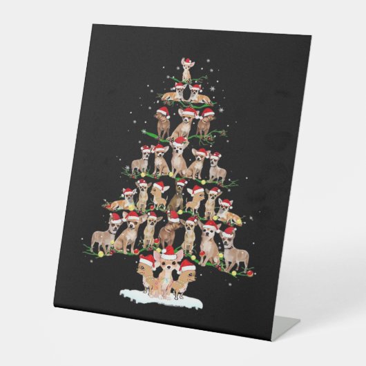 Chihuahua Christmas Tree Funny Tee Xmas Chihuahua  Sockelschild (Vorderseite)