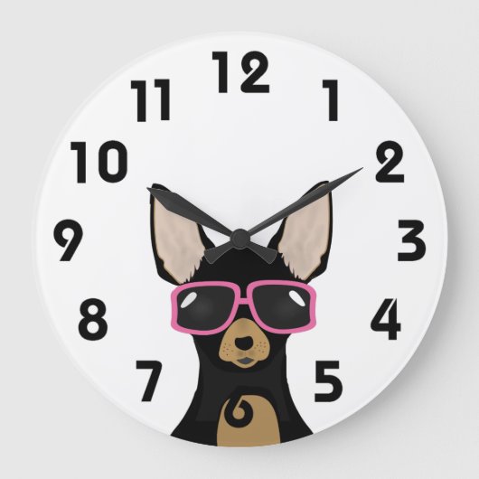 Chihuahua Clock Große Wanduhr (Vorderseite)