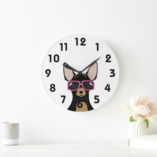 Chihuahua Clock Große Wanduhr (Zuhause)