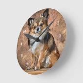 Chihuahua Clock Runde Wanduhr (Winkel)