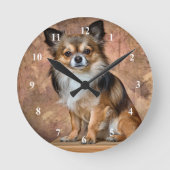 Chihuahua Clock Runde Wanduhr (Vorderseite)