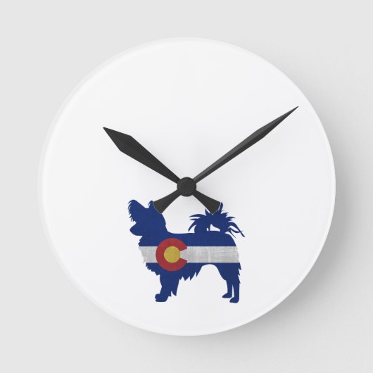 Chihuahua Colorado Flag Silhouette Runde Wanduhr (Vorderseite)