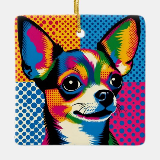 Chihuahua, Colorful Pop Art Style, Keramikornament (Vorderseite)