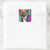 Chihuahua, Colorful Pop Art Style, Quadratischer Aufkleber (Tasche)