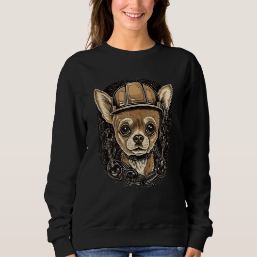 Chihuahua Construction Worker Construction Excavat Sweatshirt (Vorderseite)