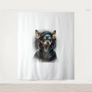 Chihuahua Cool Dog Rap Angesagt-Hop Gangster Wandteppich