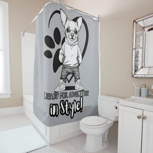 Chihuahua-Couture: Street Style Edition Duschvorhang (Beispiel)