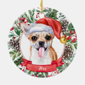 Chihuahua Custom Dog Weihnachtsmannmütze Weihnacht Keramik Ornament (Hinten)