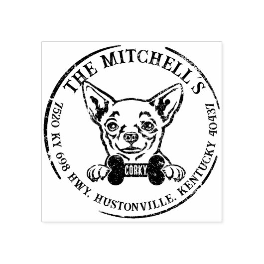Chihuahua Custom Family Rücksendeadresse Gummistempel (Prägung)
