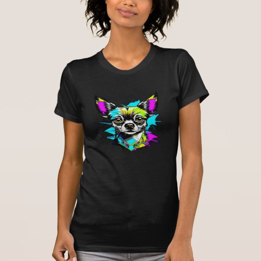Chihuahua Cyberpunk Art Dog Lover T-Shirt (Vorderseite)