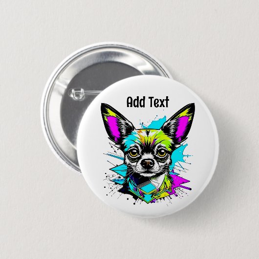 Chihuahua Cyberpunk Art Personalisiert Button (Vorne & Hinten)