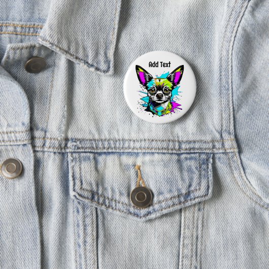 Chihuahua Cyberpunk Art Personalisiert Button (Beispiel)