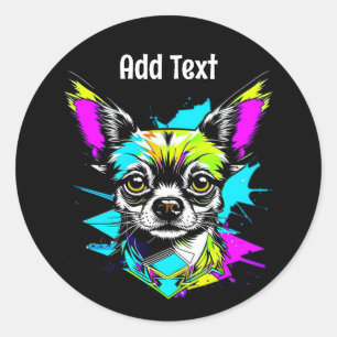 Chihuahua Cyberpunk Art Personalisiert Runder Aufkleber