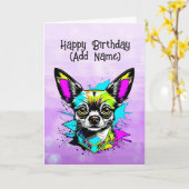 Chihuahua Cyberpunk-Stil Personalisiert Geburtstag Karte (Gelbe Blume)