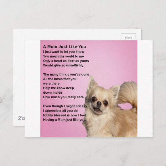 chihuahua Design - Mama Gedicht Postkarte (Vorne/Hinten)