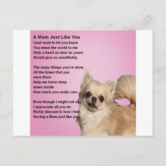 chihuahua Design - Mama Gedicht Postkarte (Vorderseite)