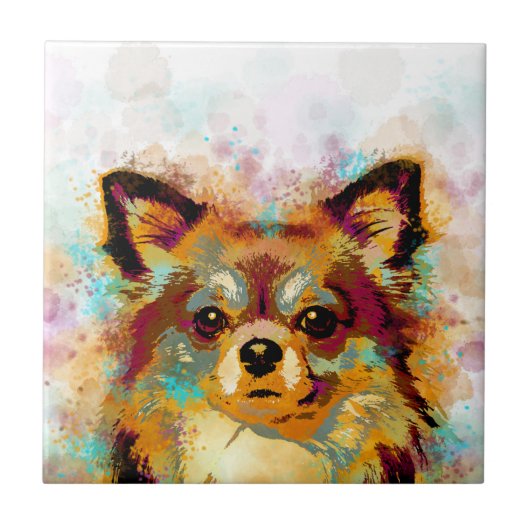 Chihuahua Dog 141 multicolor Fliese (Vorderseite)