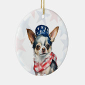 Chihuahua Dog, 4th of july Personalized Keramik Ornament (Rechts)