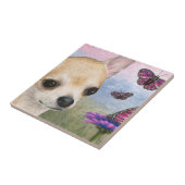 Chihuahua Dog 92 Butterfly-Blume Fliese (Seite)