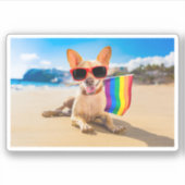Chihuahua Dog am Strand Aufkleber (Vorderseite)