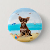 Chihuahua Dog am Strand Button (Vorderseite)