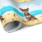 Chihuahua Dog am Strand Geschenkpapier (Rolleneckpunkt)