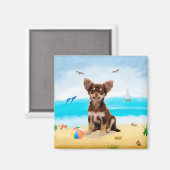 Chihuahua Dog am Strand Magnet (Vorderseite/Rückseite)