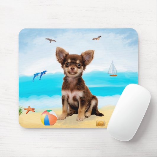 Chihuahua Dog am Strand Mousepad (Mit Mouse)