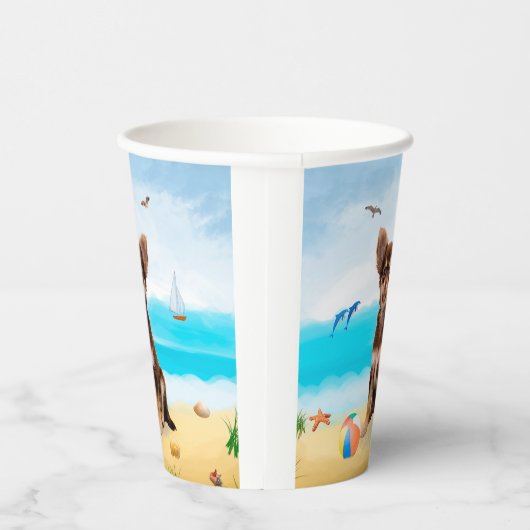 Chihuahua Dog am Strand Pappbecher (Rechts)