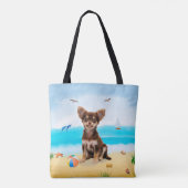 Chihuahua Dog am Strand Tasche (Rückseite)