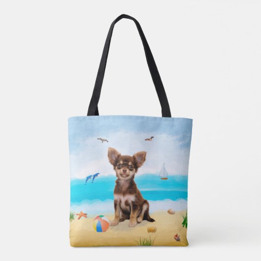 Chihuahua Dog am Strand Tasche (Rückseite)